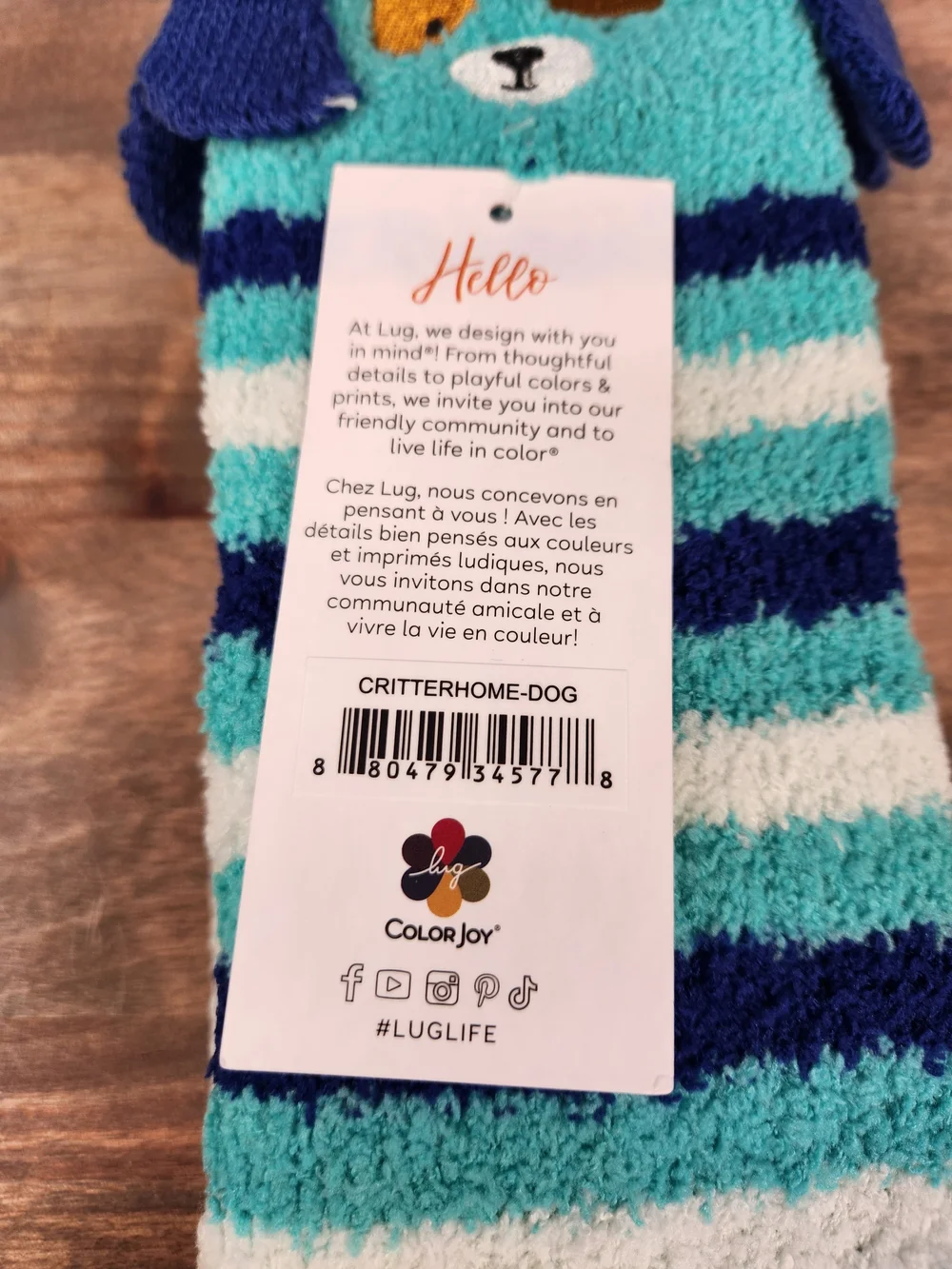 Lug Set of 2 Plush Crew Non-Slip Socks -Trolley Friends